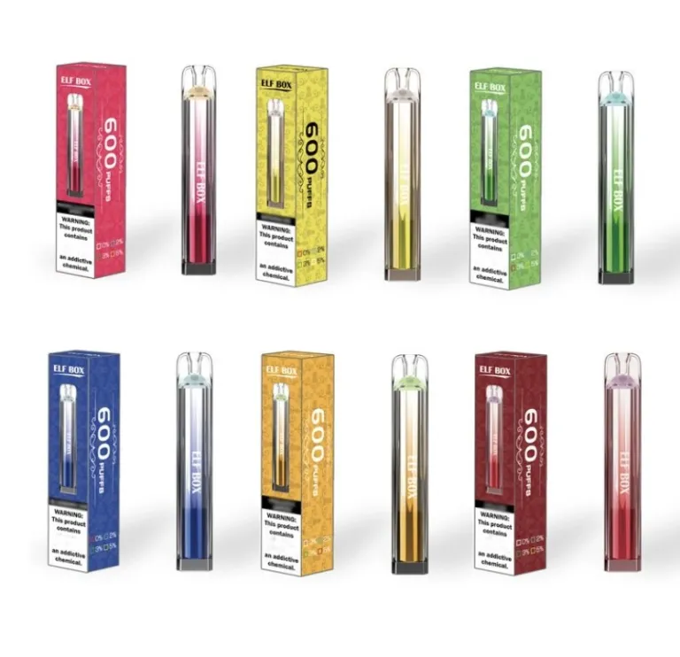 Commercio all'ingrosso di Scatola-Elf-600-Puffs-2-3-5-Nicotina-Ricaricabili-Scatole di Vape usa e getta